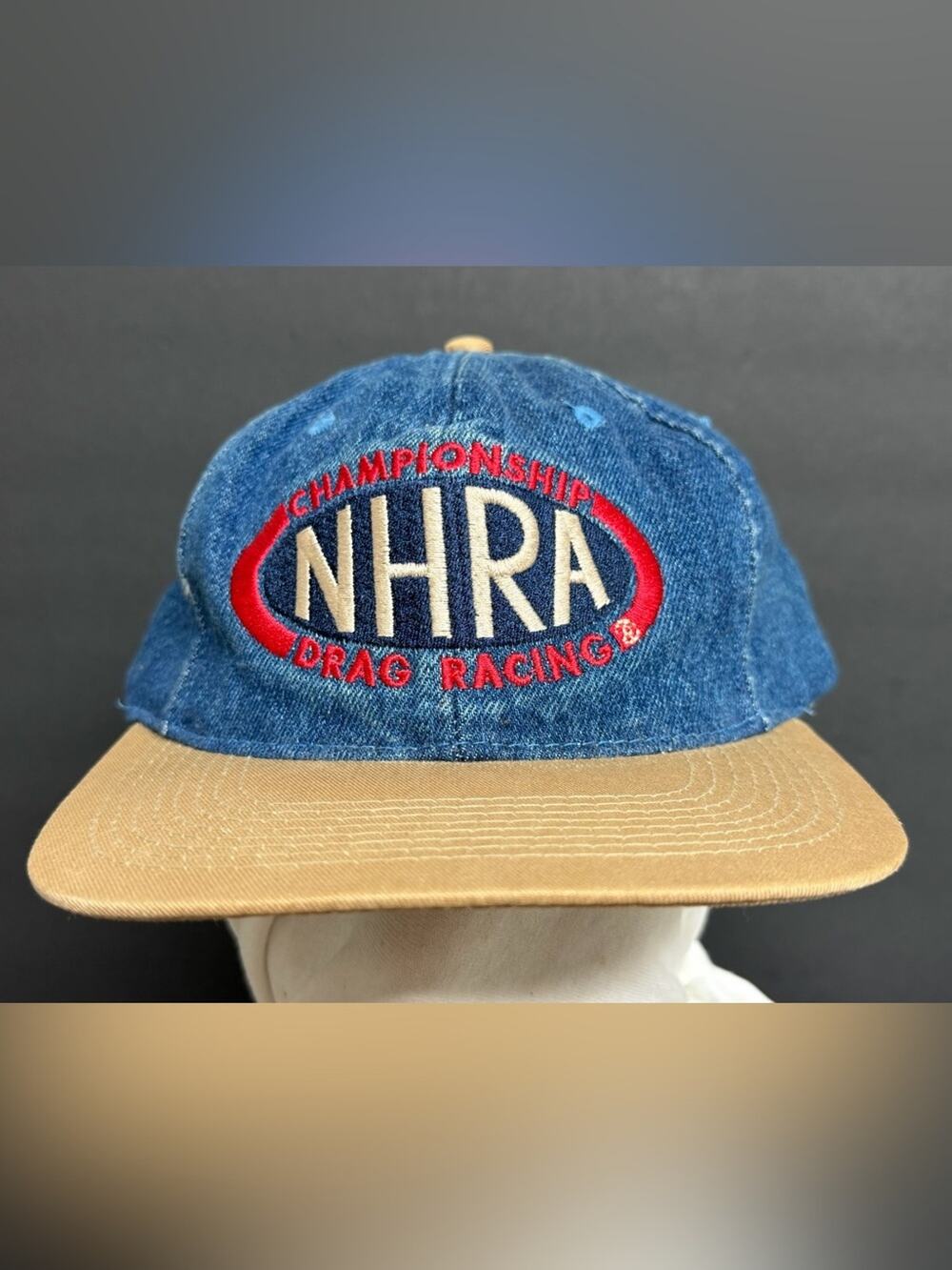 NHRA Drag Racing Vintage Denim Snapback Cap Hat - “Life in Fast Lane”